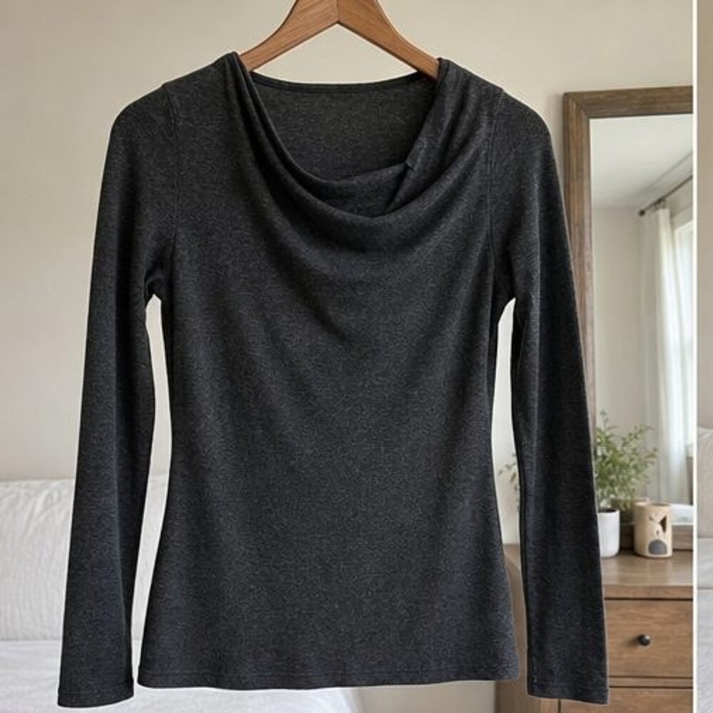 Gray V Neck Top